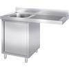 Ristoattrezzature - Lavello in acciaio inox armadiato 140x70x95h cm - 1 vasca con vano lavastoviglie dx - Uso Professionale
