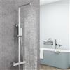 AICA ITALY SRL AICA Colonna Doccia con Miscelatore Termostatico, Rubinetto Doccia 283x40mm, Soffione Doccia Quadrato in Acciaio Inox 20x20cm, Altezza Regolabile 735-1170mm, Set Doccia Completo Cromo