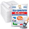 Akitaink - Set da 12 Telo copritutto, Teli per Imbiancare 4x5 m: Telo Protettivo per Pittura, Impermeabile - Coperture Plastica Multifunzione per Imbianchino - Copritutto per Lavori di Pittura