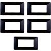 Electron 5 Placche, 4 moduli/posti, Compatibile Con Vimar Plana, colore nero nera, Placche In plastica di alta qualità, 100% compatibile con i supporti e i moduli originali