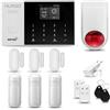 HUXGO® HXA005 Antifurto casa wireless WiFi + GSM con radio sirena solare| Kit allarme casa senza fili: 3x rilevatori di movimento, 3x sensori di allarme per finestre/porte | Per Casa, Appartamento
