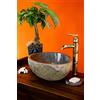 Kinaree Lavabo in pietra naturale, ovale, 12 x 25 cm, installazione su piano di lavoro, lucido, grigio-nero, unico