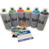 PROGAL COLORS Set Montana 9 4 bombolette spray Montana Streetart Matt Graffiti 6 x 400 ml Set contiene un regalo di adesivi + 3 diffusori di ricambio