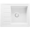 PRIMAGRAN Lavello da Cucina Tutto Bianco 55x44cm, Lavandino in Granito a 1 vasca + Sifone Classico, Lavabo da Cucina Incasso al Mobile 45cm - Copenhagen Easy S008