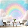 MIATCENRT Carta da Parati Panoramica Sogno 3D di Seta, 150Lx105A cm, Arcobaleno Nuvole Grandi Murali Blu Bianco, per Soggiorno, Camera da Letto Studio Camera dei Bambini Decorazione