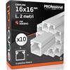 Eurocali Canalina Passacavi Autoadesiva 16x16 mm in plastica bianca con coperchio Lunghezza 2 metri - Pacco da 10 Canaline (20m)