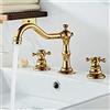 ZYCDP Rubinetto Lavabo Vintage a 2 Maniglie per Acqua Calda e Fredda, Ottone con 3 Fori e Maniglie a Croce - Oro