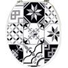 BM 4116 Copriwater Sedile Tavoletta WC Universale Coperchio Toilet Seat Bagno in Legno MDF Grigio Nero Decorato Motivo Geometrico Sfondo Bianco, Misura Standard Fissaggio dal Basso Cerniere in Acciaio