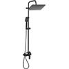 SUONTY Sistema doccia con rubinetto, doccia a pioggia regolabile in altezza, set doccia con miscelatore per doccia, soffione doccia, doccetta a mano, asta doccia e tubo, set doccia con rubinetto, nero