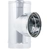 ALLINOX Raccordo a T 90° Doppia Parete Giunto Tee Coibentato Acciaio INOX Per Canne Fumarie (DN 100/150)