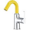 BiaoTeng Miscelatore Monocomando Lavabo Bagno 2 Modalità Ottone Caldo e Freddo Rubinetto Bagno Lavabo Monoforo Giallo + Argento
