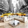 Generico Carta da Parati Fotomurali New York Taxi Giallo Grattacieli 3D Fotomurale Tessuto non Tessuto Poster Design In Bianco E Nero per Cucina Bambini Soggiorno Camera da Letto Murale 300 x 210 cm