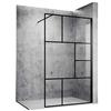 SONNI Parete doccia 120 x 200 cm Walk In Nero Design in vetro di sicurezza Nano da 8 mm, separatore doccia ESG con stabilizzatore, montaggio su piatti doccia o pavimento