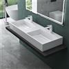 Mai & Mai Lavabo da Appoggio Rettangolare Design Moderno Lavandino bagno a 2 Vasche in Marmoresina, 120x48x13cm Finitura Bianco Colossum12-1200-2