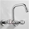 ZPSPZ Rubinetto da Muro Cucina, Miscelatore Cucina Girevole a 360 ° Calda e Fredda 2 Modalità Ottone Rubinetto per Cucina a Parete Cromato-B