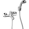 Yellowshop - Miscelatore bagno completo rubinetteria lEIRA lavabo bidet vasca e doccia incsso esterno in ottone cromato flessibile inox piletta Made in Italy (Esterno vasca)