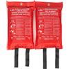 e-jet FIGHTS FIRE Coperta antincendio XL 120 x 120 cm - Norma DIN EN 1896 2019 - Agente estinguente in fibra di vetro rosso segnale - occhielli per la sospensione