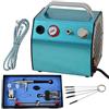 AMUR AIRBRUSH KIT AEROGRAFO COMPRESSORE COMPACT I AEROGRAFO SILENZIOSO CON PISTOLA universale a doppia azione incl. ACCESSORI AIRBRUSH CON 3 UGELLI + AGHI + CONTENITORE PER LIQUIDI + VETRO E TUBO d'aria compressa. SET AEROGRAFO ideale per tutti i colori …