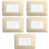 Electron CONFEZIONE DA 5 PLACCHE IN TECNOPOLIMERO, COMPATIBILE CON BTICINO MATIX, 3 MODULI/POSTI, COLORE SABBIA, ALTA QUALITA', DESIGN ELEGANTE E MODERNO, PER INTERRUTTORI/PRESE, SERIE CIVILE