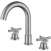 XJTNLB Rubinetti Lavabo Bagno 3 Fori Miscelatore Bagno Nero Moderno Rubinetto Lavabo con Due Maniglie a Croce in Acciaio Inossidabile
