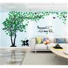 guangmu 3D Albero Adesivo da Parete, Cornici per Foto e Alberi Uccelli Adesivi Murali Fai da te Arts Wall Sticker Decorativi per Camera da Letto, Soggiorno (A Verde Sinistra,L)