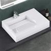 Mai & Mai Lavabo da Appoggio 75x51x13cm, Lavabo Bagno Sospeso Lavandino Bagno Rettangolare Colossum11 da Marmo Fuso con Rialzo, Bianco