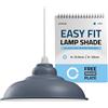 LEDSone Vintage Industrial Pendant Light Easy Fit with Metal Lampshade with Reduction Plate (E27) for Bedroom Living Room (Grigio)