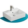 Aqua Bagno lavabo 50 cm rettangolare da parete, ceramica bianco lucido con foro rubinetto e troppopieno, salvaspazio per bagno di servizio/ospiti