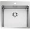 EVHOC Lavello Sopratop 55x51 cm, 1 Vasca per Cucina, Lavandino in Acciaio Inox Vasca Unica con Finitura Satinata, Fascia Forata per Miscelatore, Made in Italy, DEUS S