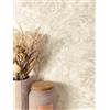Newroom Carta da Parati Beige Ornamenti Barocco Damascato Soggiorno | tralci floreali con riflessi dorati metallizzati, texture a intonaco fine, stile vintage raffinato, camera da letto