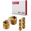 Gedotec Cerniere Gedotec - cerniera da infilare a scomparsa | 4 cerniere per mobili in ottone | ZYSA | cerniera da infilare per legno spessore 14-19 mm | cerniera per armadi tonda per foratura Ø: 10 mm | an