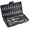 topolenashop SET CHIAVI A BUSSOLA CON CRICCHETTO 46 PZ PEZZI CACCIAVITE ESAGONALE CHIAVE