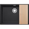 PRIMAGRAN Lavello da Cucina Grafite 66x47cm, Lavandino in Granito a 1 vasca + Set di accessori, Lavabo da Cucina Incasso al Mobile 70cm - London Slim S445