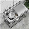 AnYaBinni Acciaio Inox Professionale Lavello da Cucina Commerciale con Piattaforme di Lavoro e Rubinetto, Lavello da Esterno Autoportante con Ripiano di Stoccaggio per Garage, Lavanderia, 100 x 50 x 90 cm