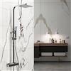 OCEAN ITALY S.R.L. OCEAN ITALY Colonna Doccia con Rubinetto Termostatico e Soffione Quadrato, Set Doccia con Doccino a Mano Quadrato, Saliscendi Doccia in Acciaio Inox con Finitura Cromata