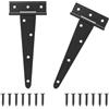MOCNT 2 Pezzi Cerniere a T con Viti 250mm Cerniere a T per Cancello 10 Pollici Cerniere per Cancelli da Fienile Cerniere per Porte in Legno Cerniere per Capannoni Porta da Giardino Nero