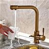 YAWEDA Doppia funzione ottone antico miscelatore della cucina del rubinetto a 3 vie rubinetto miscelatore del dispersore Water Kitchen Dinking rubinetto a tre vie