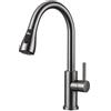 HM Miscelatore Cucina Titanio Spazzolato con Doccetta Estraibile | Rubinetto Lavello Cucina 360° Getto Doppio Spray Acciaio Inox Bronzato