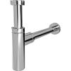 Arreditaly Sifone Di Scarico Tondo Universale In Ottone Cromato Scarico Lavabo 11/4 G Con Altezza 12,5 Cm E Profondità 32 Cm Accessorio Bagno Elegante E Resistente Contro Cattivi Odori (Argento)