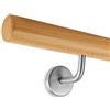 Treppen- und Geländerstudio Graber Set per corrimano in legno di faggio, da 45 mm, rotondo, laccato, lungo 1950 mm, include 2 supporti in acciaio inox