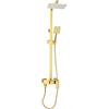 MINRS Set doccia a pioggia con rubinetto, in acciaio inox, set completo per doccia, altezza regolabile, 20 x 20 cm, colore: oro