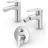 Generico Rubinetteria Bagno Serie Eden Cromata - Miscelatore Monocomando in Zinco/Ottone con Cartuccia 35 mm, Completo di Accessori, Varianti Lavabo, Bidet e Doccia Incasso (SET COMPLETO)