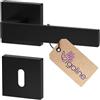 ERGO line La maniglia ERGO per porte di stanze, nera, per porte di stanze con una chiusura a chiave, maniglia quadrata nera opaca, guarnizione per porte