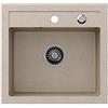 VBChome - Lavello da cucina in granito, 50 x 47 cm, Beige | Resistente ai graffi e alle alte temperature | Con scarico, sifone manuale e piletta | Design moderno, ideale per ogni cucina