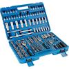 tectake® Set di Chiavi a Cricchetto, Set Utensili, Chiave a Cricchetto x 171 Pezzi, Attrezzi da Lavoro e Attrezzi Officina in Acciaio, Valigetta in Metallo, Attacco misto 1/4, 3/8 e 1/2 - Blu