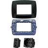 Di Tutto Per Tutti® Set Completo 4 Pezzi Living Light Compatibile, 1 Placca 3 Posti, 1 Supporto 3 Posti, 1 Shuko 2P + T e 1 Presa Bipasso 2P+T 16A 250V, Nero