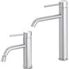 Inbagno Coppia rubinetto lavabo alto e bidet in acciaio inox cromato con scarico universale click clack, flessibili e kit di fissaggio, NUEGO