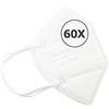 TBOC Mascherine FFP2 - [Pack 60 Unità] Maschere Usa e Getta [Bianco] 5 strati [Non Riutilizzabili] Pieghevoli Traspiranti con Clip per il Naso [Certificato e Approvato CE 2163] Qualità Premium