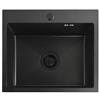 Rea - Lavello Da Cucina In Acciaio Leo 50 Black Vasca Singola 50 X 45 X 20 cm Montaggio Sottopiano (Nero Opaco)