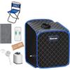 COSTWAY Cabina Sauna a Vapore, Sauna da Casa Portatile con Telecomando, 9 Livelli di Temperatura, Timer 99 Minuti e Sedia Pieghevole, Spa Personale per Casa (Nero)